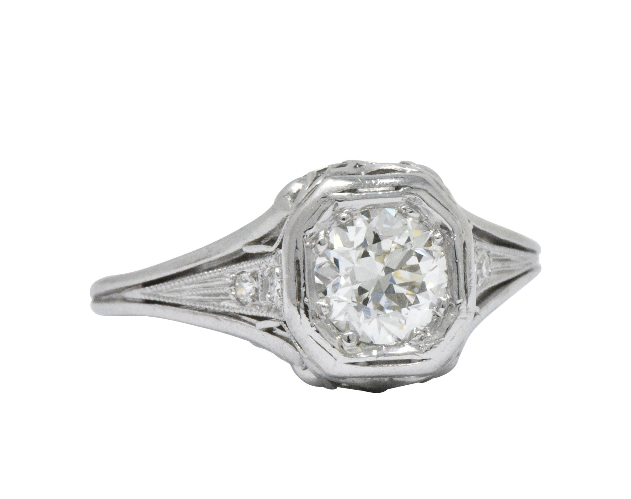 Vintage Art Deco 0.73 CTW Diamond Platinum Engagement Ring Wilson's Estate Jewelry