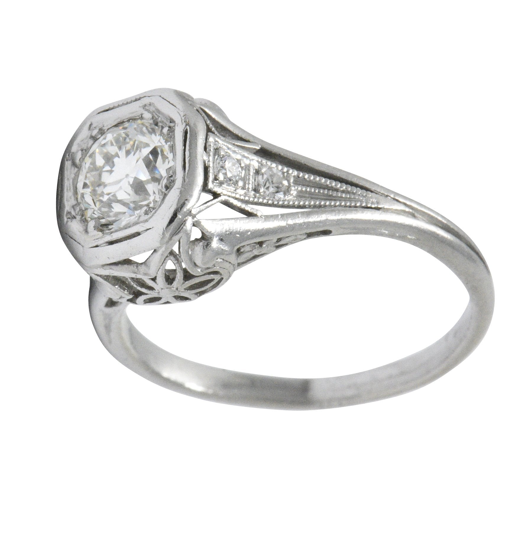 Vintage Art Deco 0.73 CTW Diamond Platinum Engagement Ring Wilson's Estate Jewelry
