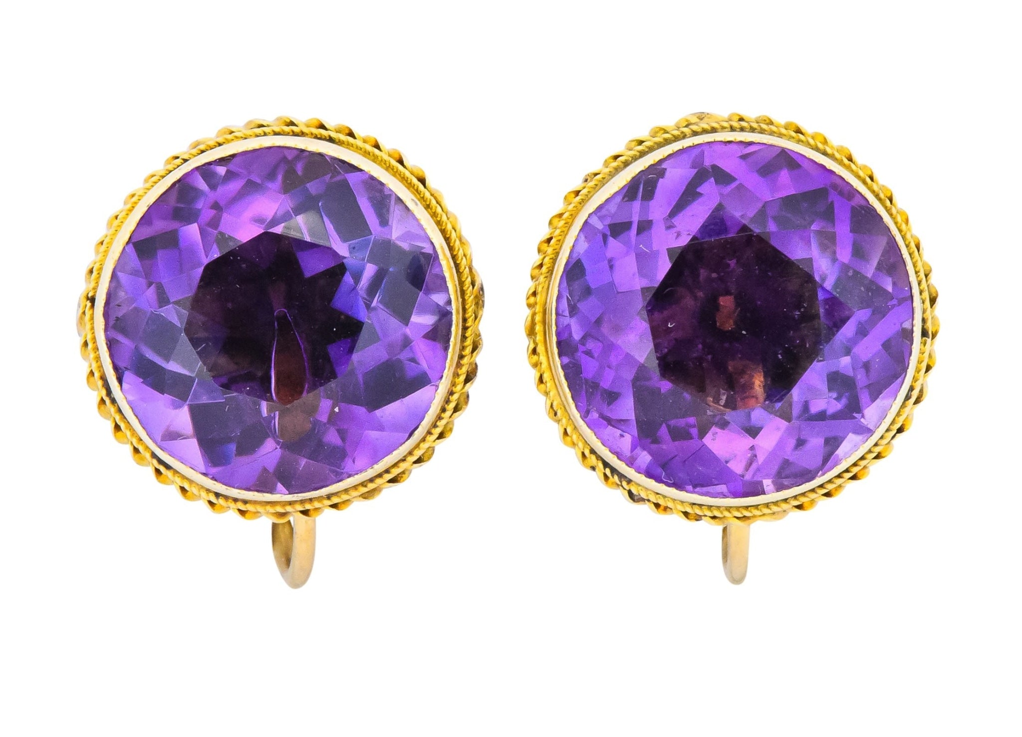 Walter Lampl 13.00 CTW Amethyst 14 Karat Gold Earrings - Wilson's Estate Jewelry