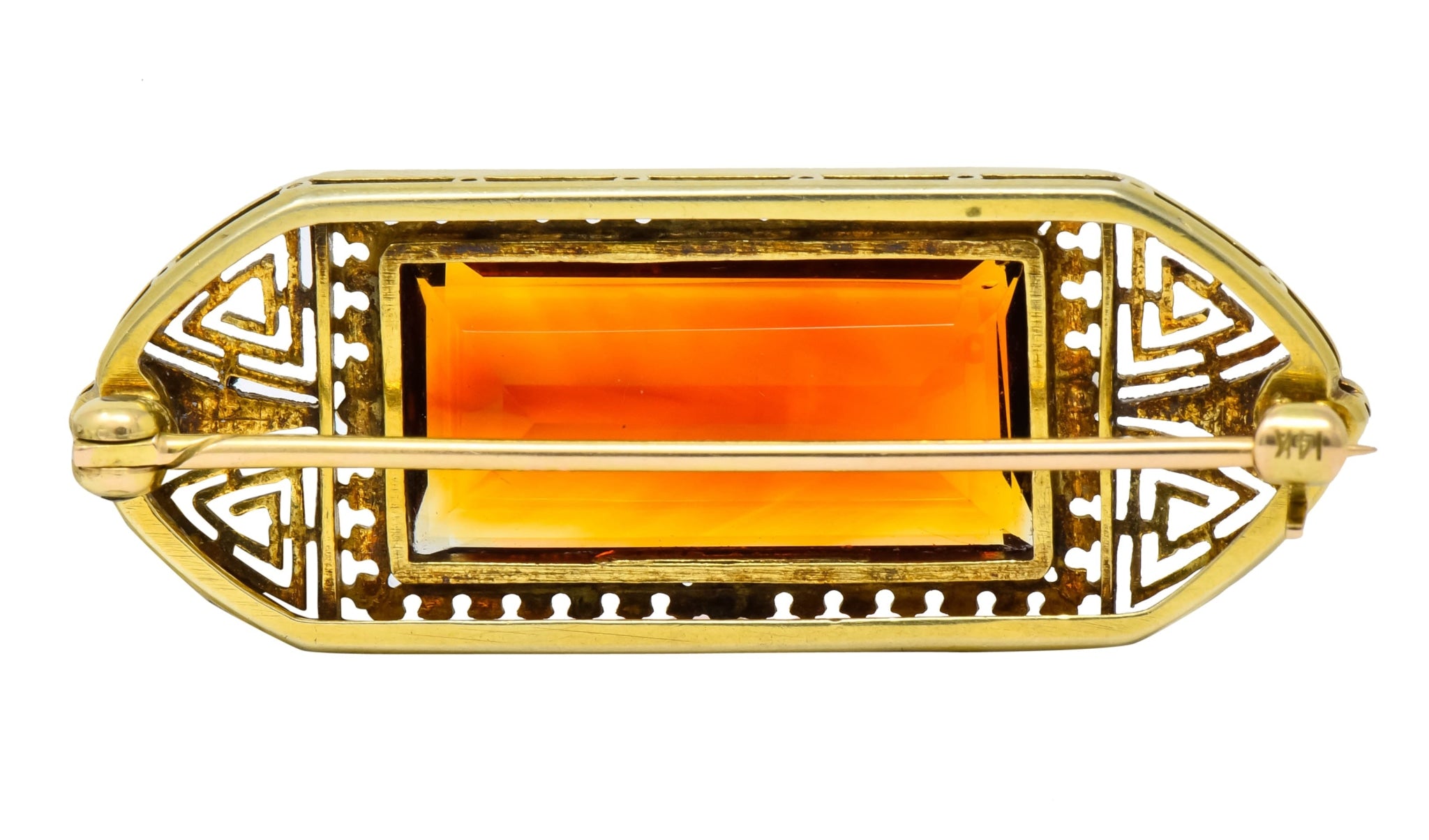 Walton & Co. Art Deco 10.46 CTW Citrine Pearl Diamond 14 Karat Gold Brooch - Wilson's Estate Jewelry